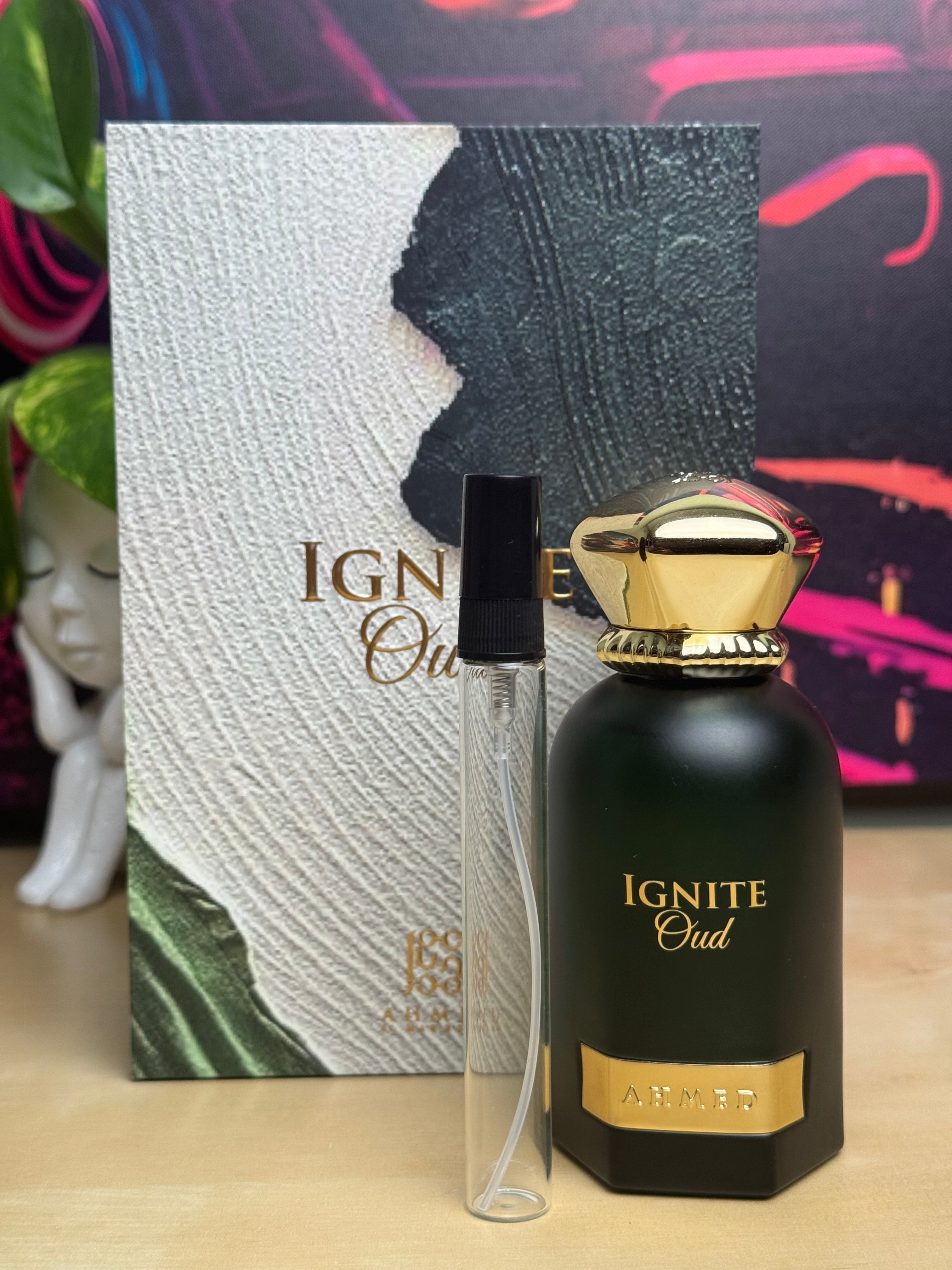 Ahmed Al Maghribi Ignite Oud 10ml in a High Quality Glass atomiser