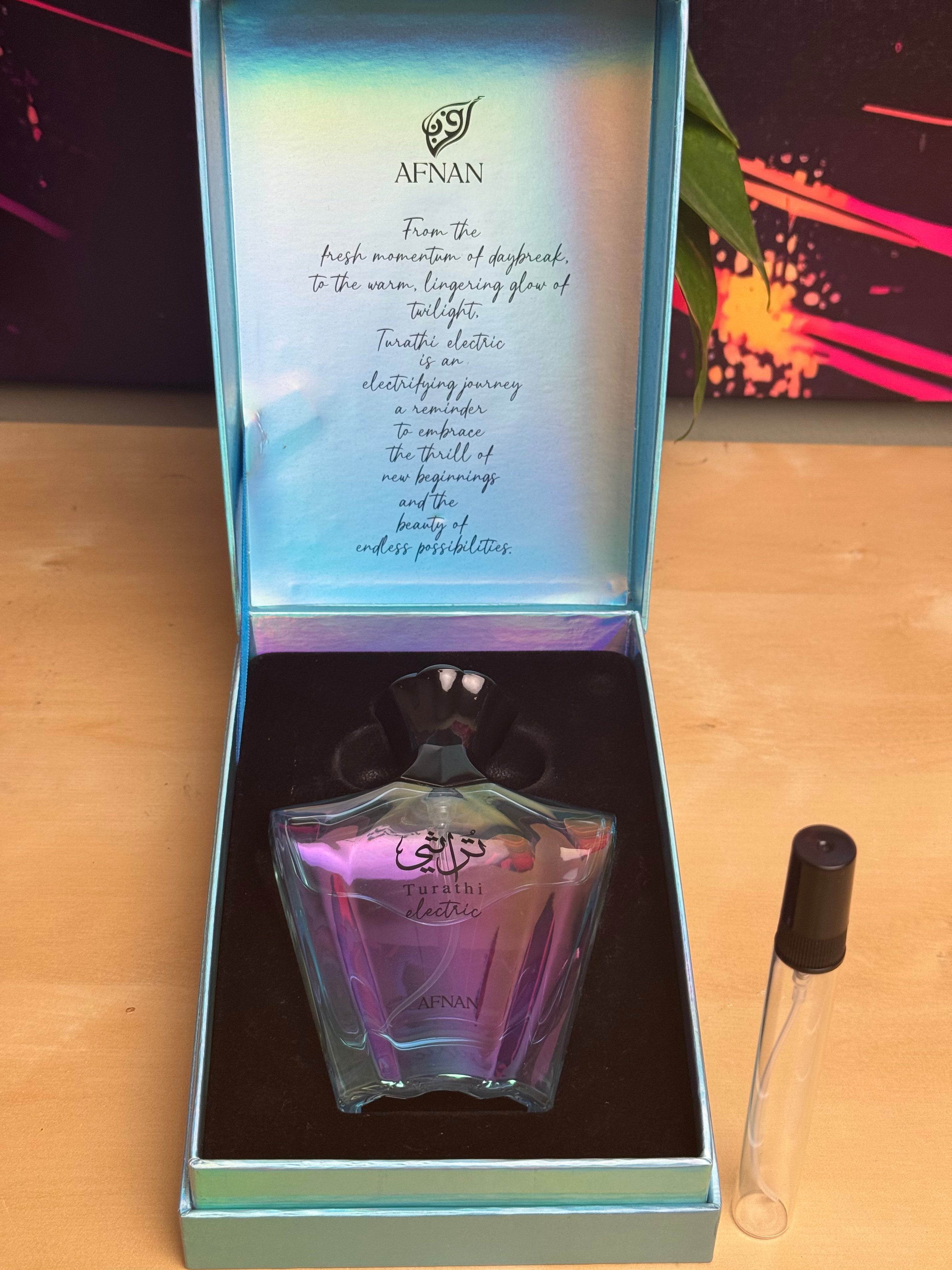 Afnan Turathi Electric 10ml in a high quality glass atomiser